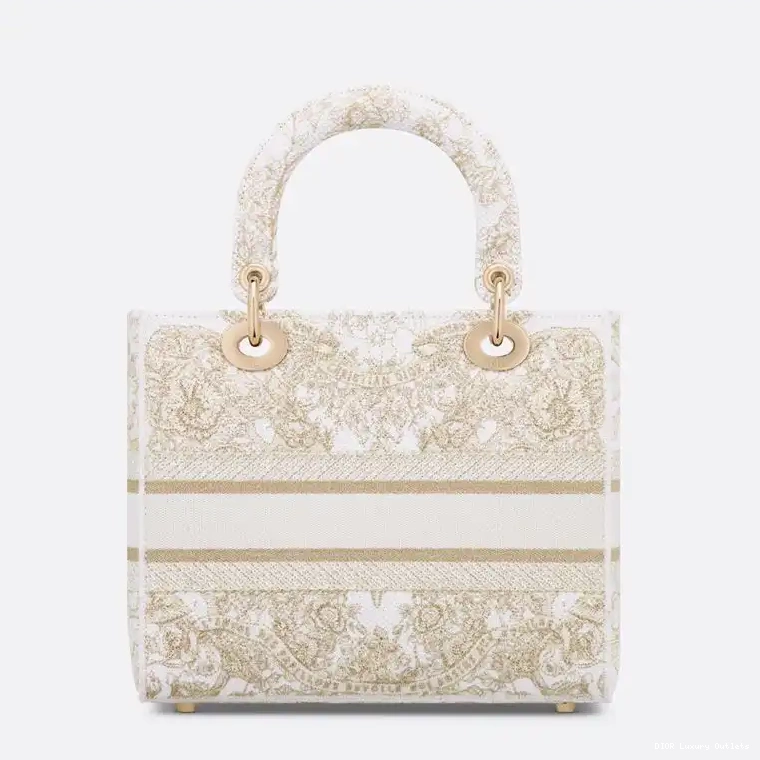 Cheap Around The Medium Lady White D-lite Canvas Motif World Bag Butterfly Gold 0625 Luxury